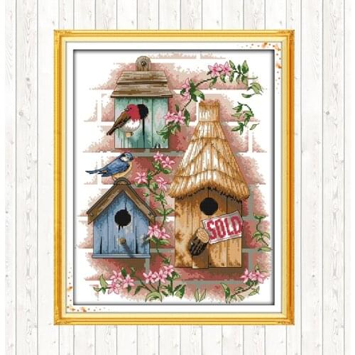 Log Cabin Chinese Counted Cross Stitch Kits for Embroidery Kit 14ct 11ct Patterns Printed on Canvas DMC DIY Handmade Needlework