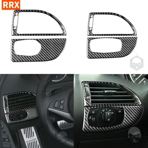 For BMW 6Series E63 E64 2004-2010 Black Carbon Fiber Stickers Headlight Switch Panel Air Vent Outlet Frame Trim Car Accessories