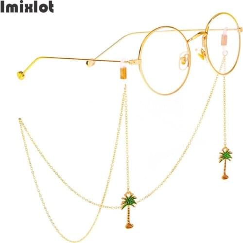 Non-slip Fashion Metal Eyeglass Cord Coconut Palm Pendant Sunglasses Reading Glasses Chain Holder Neck Strap Eyewear Accessories