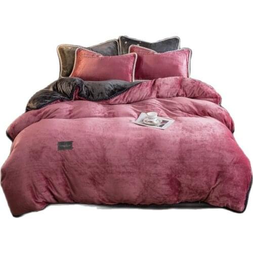 Solid Color Quilt Cover For Bedroom Coral Velvet Duvet Covers Thicken Bedding Set Keep Warm Double Bedding Quality Duvet Cover