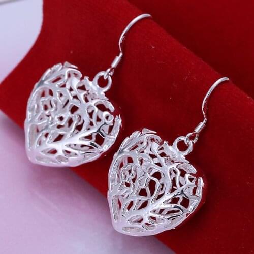 Wholesale silver plated Earring,925 Jewelry silver earring,Solid Heart Earrings SMTE075
