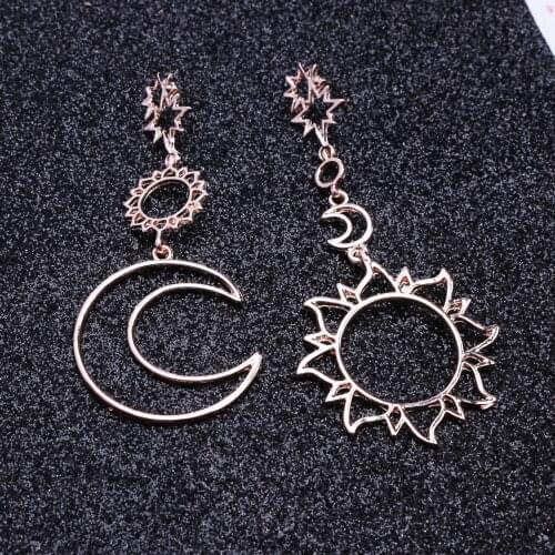 Pendientes Rushed Brinco Metal Golden Long The Moon God Sun Earrings Women In Jewelry Chain Retro Falling Overhang Female 2021