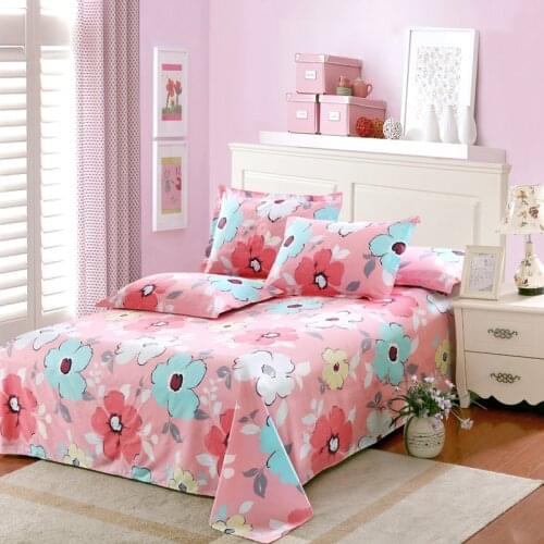 100% Cotton Twill Flat Bed Sheet Twin Full Queen King Bedclothes Printing Single Double for Adults Children #204-1