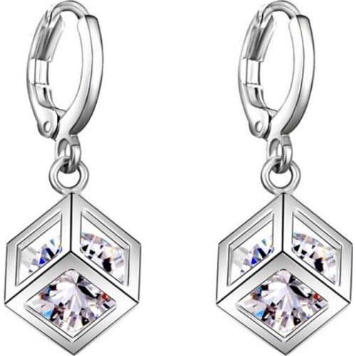 Rubiks Cube Earrings Chain Earrrings for Women Fashion Jewelry Accessories Rhinestone Ears Decorations boucle d'oreille femme