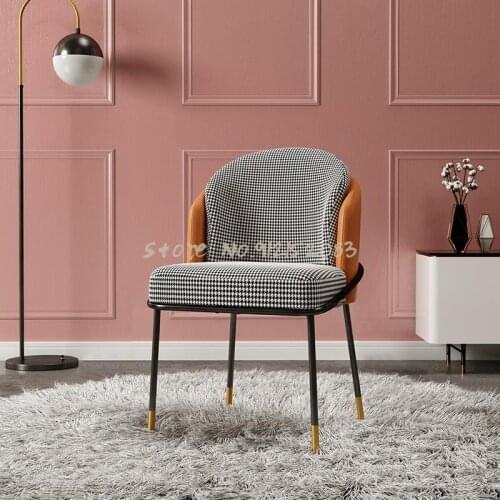 Nordic houndstooth dining chair home restaurant chair backrest Italian light luxury desk chair net red makeup dressing table sto