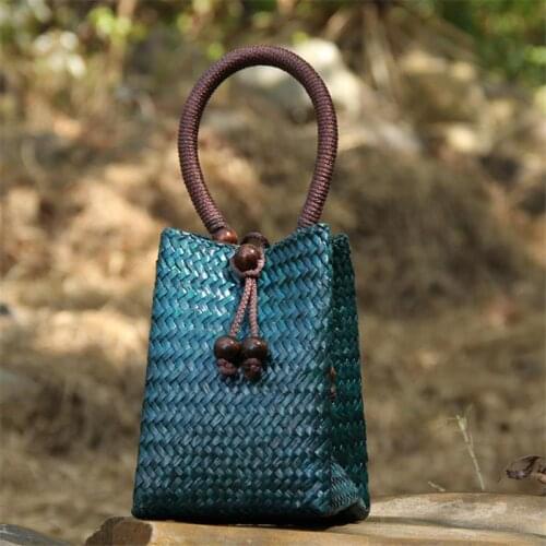 Straw Bag Retro Women Thailand Handbag Pouch Shopping Casual Travel Beach Bag Rattan Bag a6104