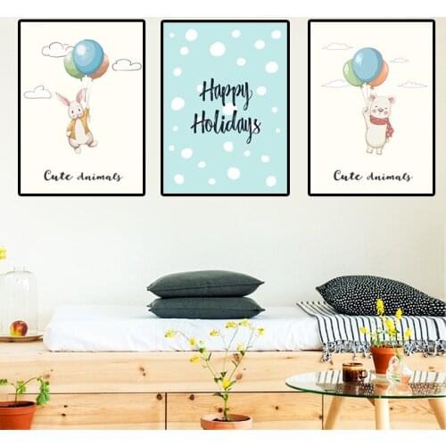 Modern Minimalist Cartoon Winnie The Pooh Birthday Poster Picture Canvas Wall Art Baby Room Home Decoration Painting Frameless