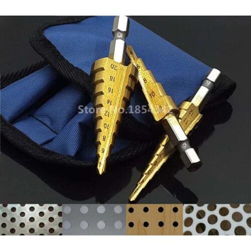 3Pcs Set HSS Titanium Hex Shank Metal Step Drill Bit Hole Cutter Wood Cone Core Drilling Saw Power Drills Tools Inch OR Metric