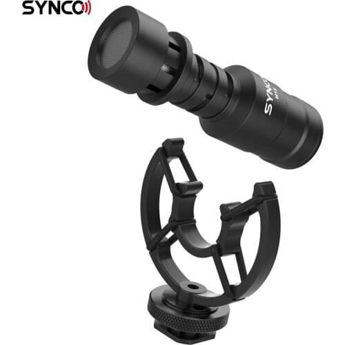 SYNCO Mic-M1S On-camera Video Microphone Cardioid Condenser Mic with Shock Mount Windshield Carry Bag 3.5mm TRS & TRRS Cables