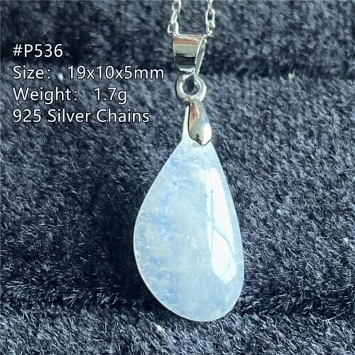 Top Natural Blue Light Moonstone Crystal Pendant Jewelry For Woman Man Luck Gift Stone Silver Chains 19x10x5mm Beads Gemstone