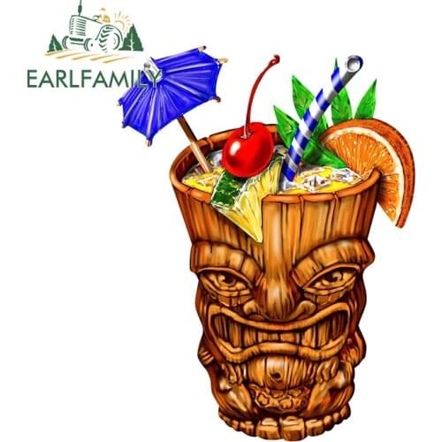 EARLFAMILY 13cm x 9.1cm for Hawaii Tiki Vinyl Car Stickers Motorcycle Waterproof Snowboard Waterproof Fine Camper Vehicle Decal
