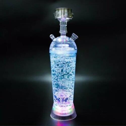 High Quality Acrylic 9.5x32.5 Cm Hookah Shisha Set Transparent Narguile Shisha Complete Chicha Bowl Water Hose Led Light Vase