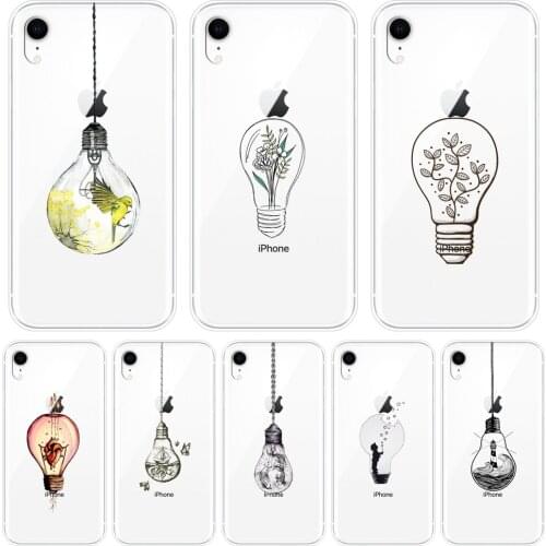 Back Cover For iPhone 6 S 6S 7 8 X XR XS Max Art Flower light Fish Bird Silicone Soft Phone Case For iPhone 8 7 6S 6 S Plus Case