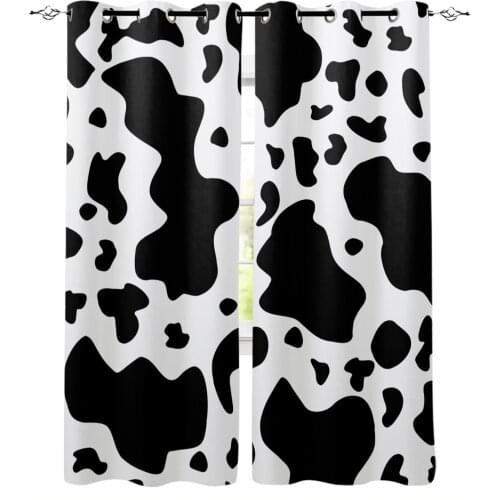 Cow Texture Black White Blackout Curtains For Living Room Bedroom Printed Window Treatment Drapes Home Decor