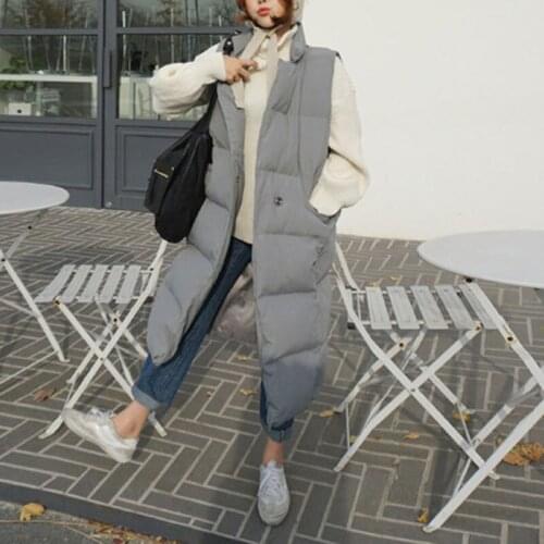 2021 Winter New Female Thickened Loose Solid Color Length Cotton Waistcoat For Women Fashion Vest X946