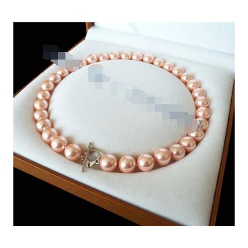 Women Gift word Love Free shipping 12mm AAA+ Pink south sea shell pearl necklace 18 inch Genuine Lucky Ladys jewelry Fine Woman