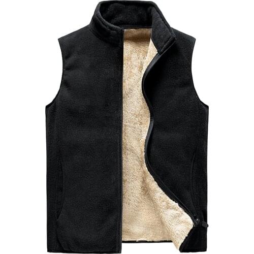 Autumn Winter Fleece Mens Vest Jacket Casual Warm Thick Big Tall Plus Size 8XL Mens Sleeveless Vest Waistcoat New Loose Vest