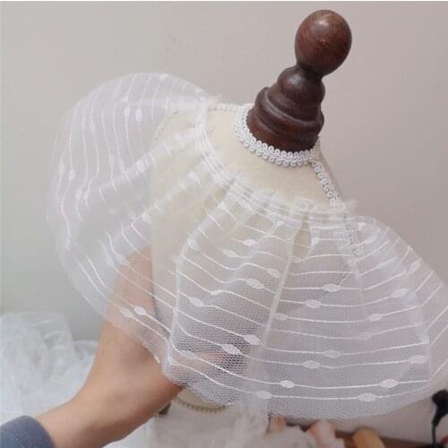 1 Meter/12 Cm Wide Double Stripe Delicate Lace Fabric Pleats False Collar Cuff Skirt Lace Accessories Doll Clothes