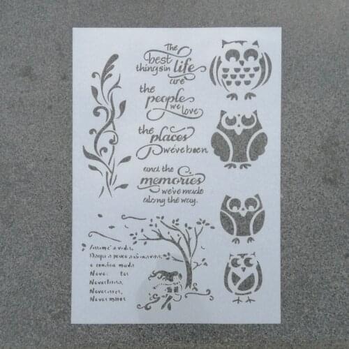 1pc Size A4 A3 A2 Owl DIY Layering Stencils Wall Painting Scrapbook Coloring Embossing Album Decorative Template