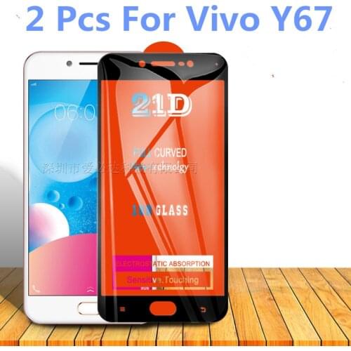 2 Pcs Full Coverage Tempered Glass cell phone Screen Protector Glass Film For Vivo Y67 y67