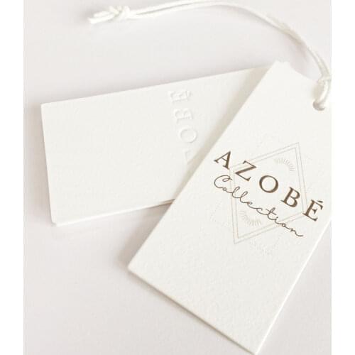 Very Cheaper Custom Eco-Friendly Embossed Logo White Hang Tags With String For Clothing