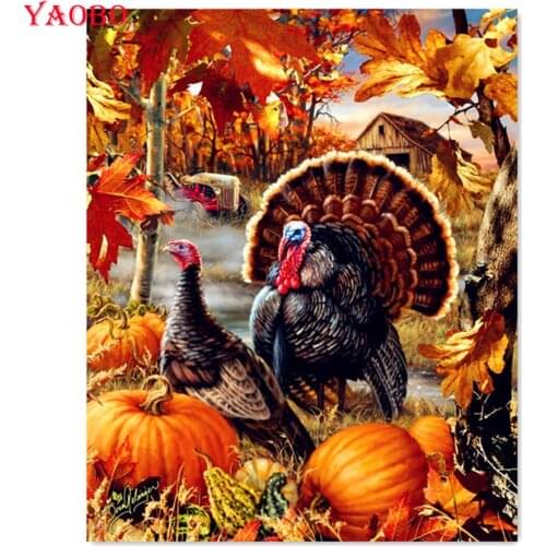 3D Diamond Embroidery Turkey pumpkin Full round square Diamond painting Cross Stitch,DIY,Mosaic,Arts & Craft,wall paper