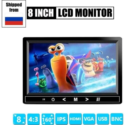 4:3 8 inch TFT LCD Mini Computer & TV Display CCTV Security Surveillance Screen HD monitors with AV/ HDMI / VGA /CVBS / Audio