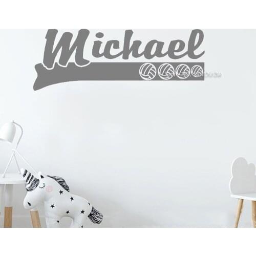 60cm Wide Volleyballs Custom Name Art Boy Nursery Decal Wall Decor Decal Sports Theme Decals Home Decoration Wall Sticker LC1257