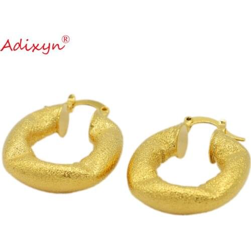 Adixyn Irregularity Gold Earrings For Women Girls Gold Color Hoop Earring Jewelry African Dubai Items