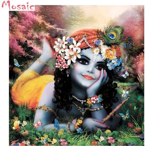 Diamond Embroidery DIY Diamond Painting Lord Krishna Paintings Diamond mosaic Cross Stitch Rhinestone Decor