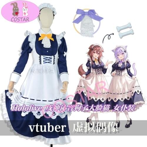 Anime! Vtuber Hololive Inugami Korone Cat Maid Dress Uniform Cosplay Costume Halloween Party Role Play Outfit For Women 2021 NEW