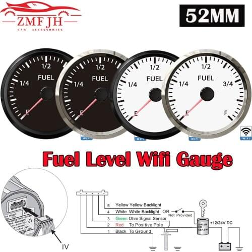 2'' 52mm Fuel Level Gauge Waterproof IP65 Fuel Level Wifi Gauge For Marine Boat Car Motorcycle DC 12V 24V Wifi Fuel Gauge