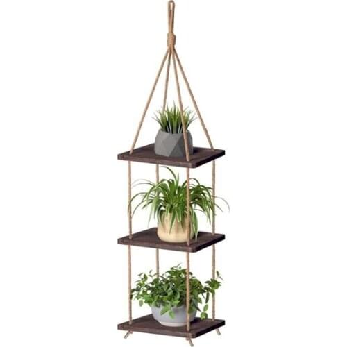DECORATIVE WOOD ROPE ÇİÇEKLİK-designed as SAKSILIK -3 layer Rack room Top: 22 cm Size: 22 cm Total height 109 cm