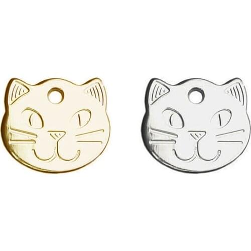Anti-lost Cute Cat Head Shape Pet ID Tag Metal Pets Cat ID Name Tags Cat Collar Pendants Accessories