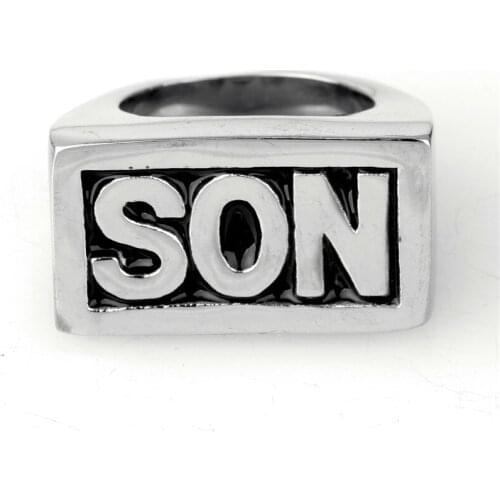 European and American stainless steel letter SON ring mens jewelry hip hop punk titanium steel ring