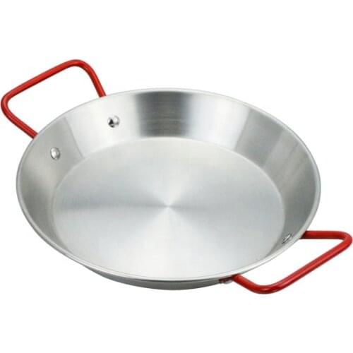 Round Kitchen Restaurant Catering Spanish Seafood Pasta Metal Stainless Steel Paella Frying Cooking Pan
