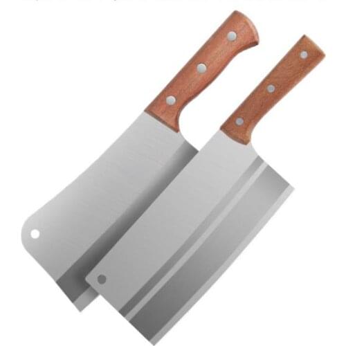 Wooden Handle Kitchen Knife Stainless Steel Slicing Knife Bone Chopping Knife Household Meat Chopping Knife Bone Chopping Knife