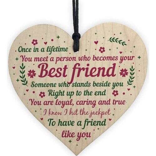 Best Friend Birthday Gifts Thank You Heart Friendship Plaque Sign Crafts Christmas Home DIY Tree Decorations Small Pendant
