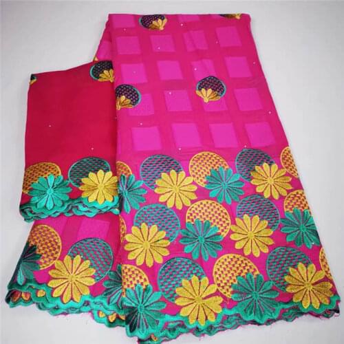 Fashion design Dubai Style African cotton fabric 2020 High quality embroidered 5 + 2 yards/set swiss lace fabric! LYFN124