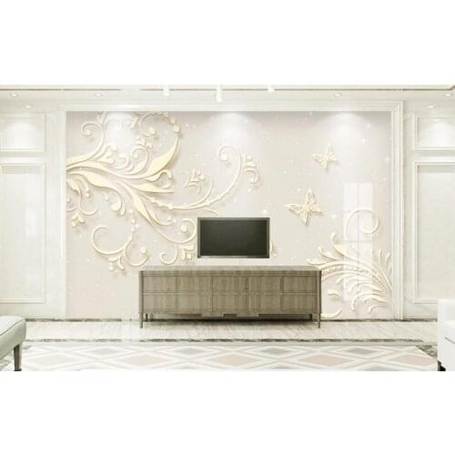 Customized 3D mural wallpaper modern simple relief European pattern sitting room TV background wall paper decorative painting