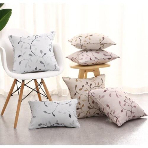 Cotton Linen Cushion Covers 45x45 cm Jacquard Leaf Throw Pillow Cover with Zipper Jinya Home Decoration Sofa Bed Car Pillowcase