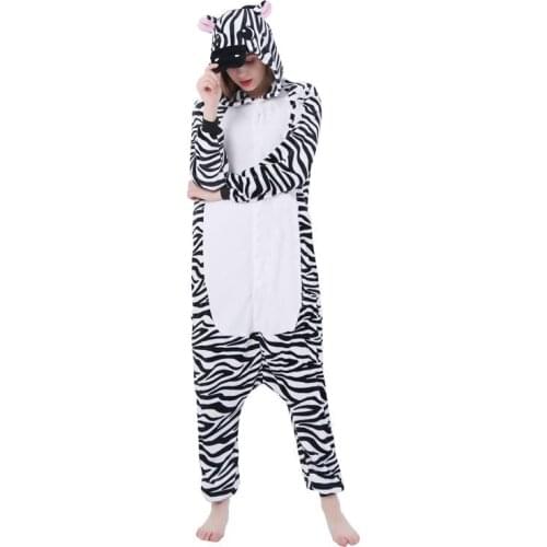 2020 New Adult Flannel Cosplay Costume Zebra Onesie Costumes For Unisex Create Dance Fancy Pajama Halloween Party