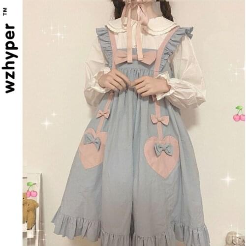 New Arrival Cute Gothic Lolita Dress Harajuku Street Fashion Cross Cosplay Female Bow Dress Japanese Soft Sister Style Dress