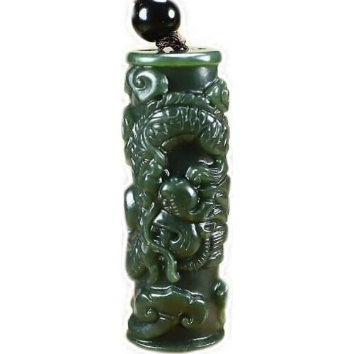 Natural green jade pendant necklace jade Hand-Carved women men dragon necklaces pendants jadeite jade jewelry