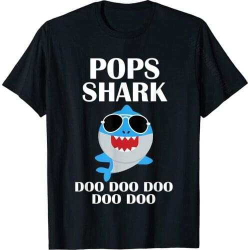 Pops Shark T-Shirt Doo Doo Doo Fathers Day Pops Christmas T-Shirt Mens Faddish Casual Tops Shirt Cotton T Shirts Crazy