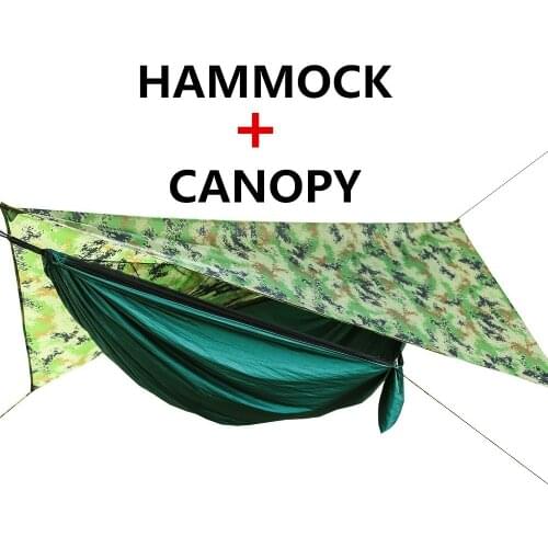 Portable Camping Hammock with Mosquito Net and Rain Fly Tarp Set Canopy Outdoor Camping Mosquito Net Swing Bed Waterproof Canopy