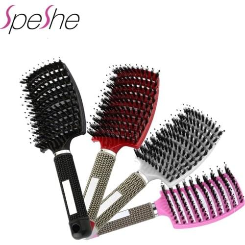 Hair Comb Scalp Massage Brush Hairbrush Bristle&Nylon Women Wet Curly Detangle Hair Brush for Salon Hairdressing Styling Tools