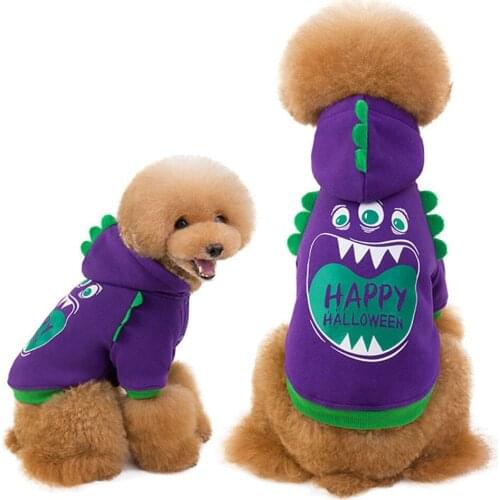 Christmas Pet Clothing Halloween Costume Purple Cute Cartoon Monster Funny Dog Jacket Coat Dog Clothes for Small Dogs Poodle Pug