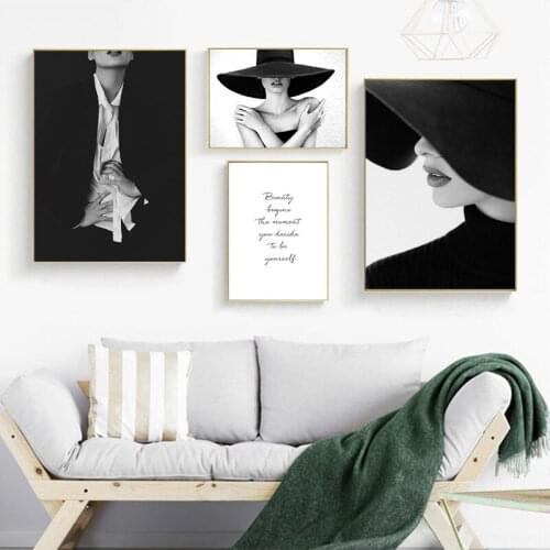 Modern Vogue Sexy Lips Black White Posters And Prints Wall Art Canvas Painting Nordic Wall Pictures For Living Kids Room Decor