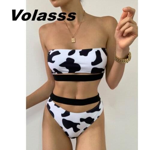 Thong Biquini Summer Beach Bikinis Set New Breast Wrapping Swimsuit Female Floral Print Swimwear Women Sexy Push Up Bathing Suit